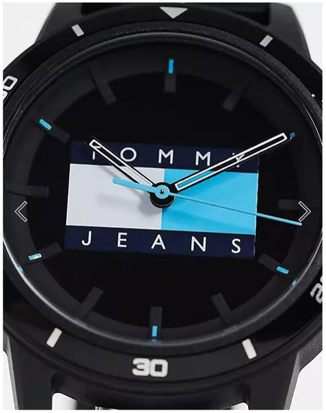 TOMMY HILFIGER Mens Quartz Watch 42mm Black Logo Dial Black Canvas Str
