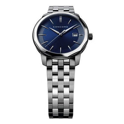 Concord Bennington Men's Swiss Luxury Quartz Watch Blue Dial Stainless 0320410