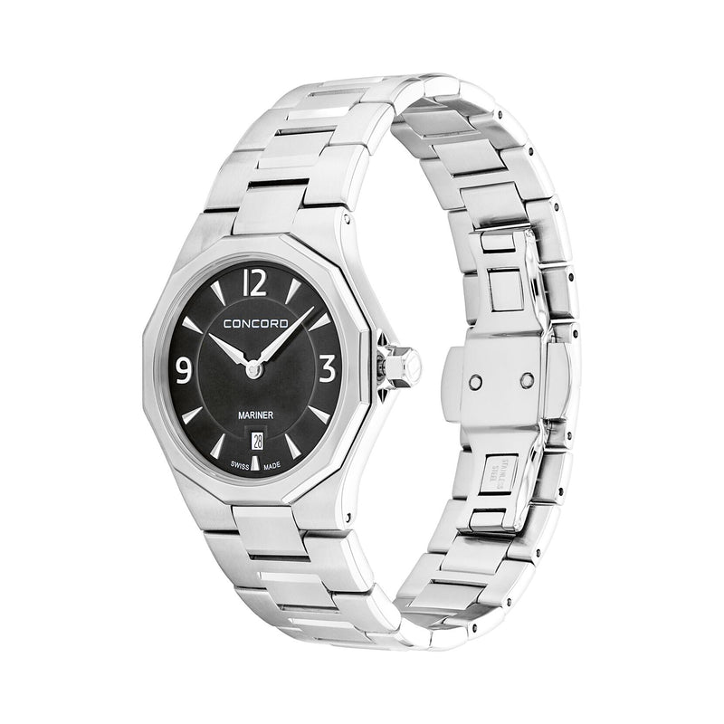 Concord Mariner Swiss Luxury Ladies Quartz Watch Two-Tone Black Dial 0320504