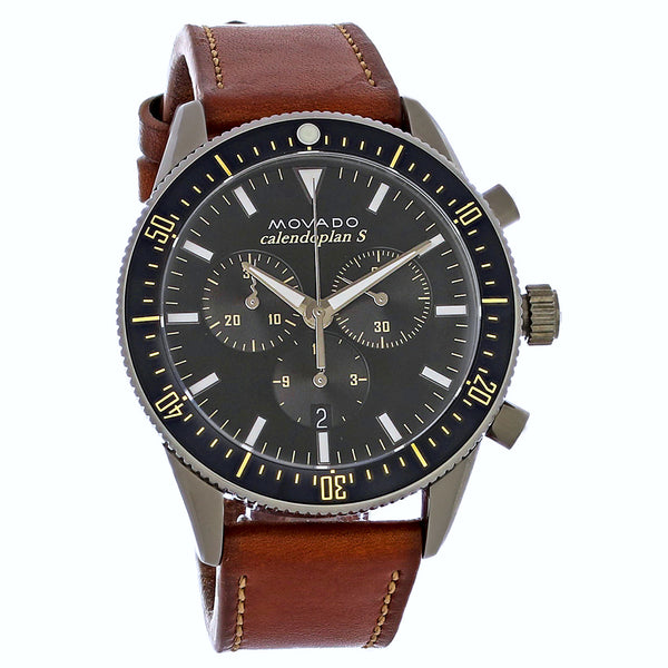 Movado Heritage Swiss Chronograph Quartz Watch Black Dial Gunmetal Case Bracelet 3650060