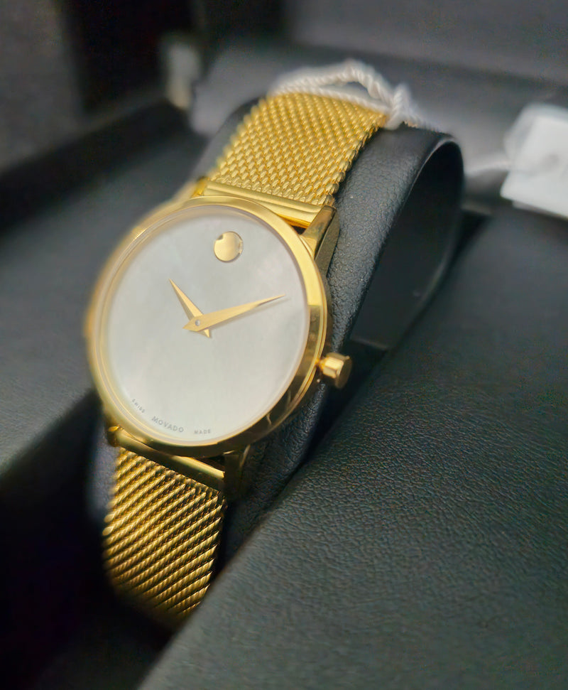 MOVADO Museum Ladies Watch MOP Dial Gold Hands, Case & Bracelet 0607351