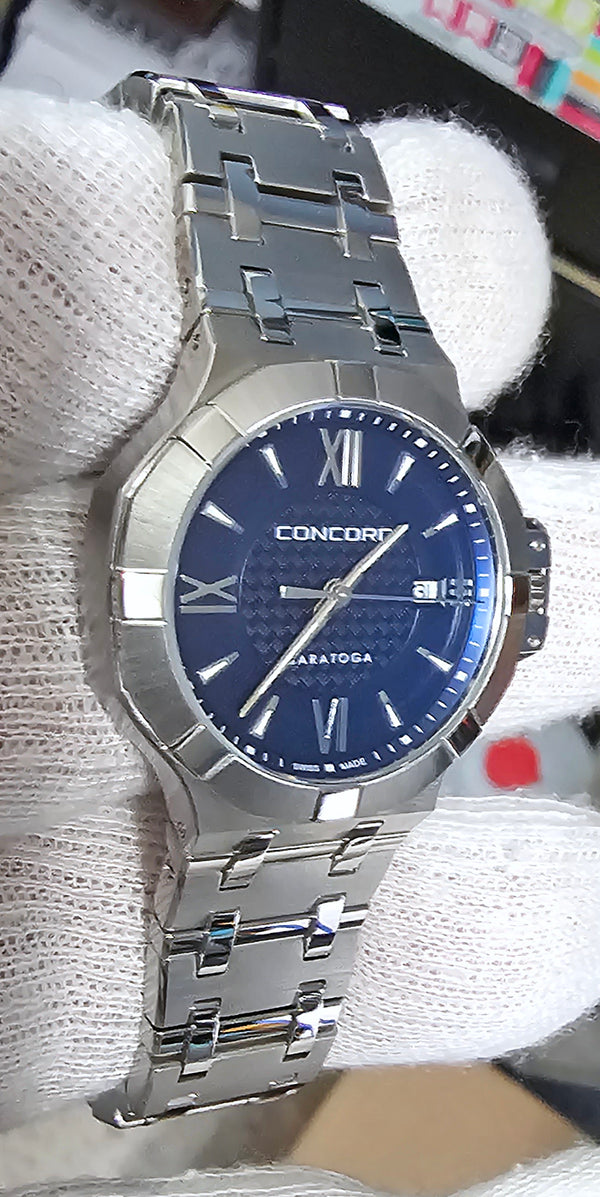 Concord Swiss Luxury Watch Saratoga Blue Textured Dial Ladies Quartz Watch 0320393