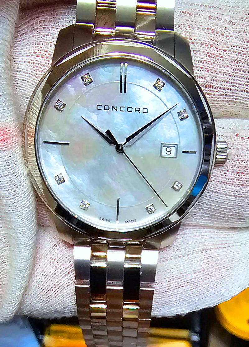 Concord Bennington Men's Diamond Swiss Luxury Quartz Watch MOP Dial 0320411