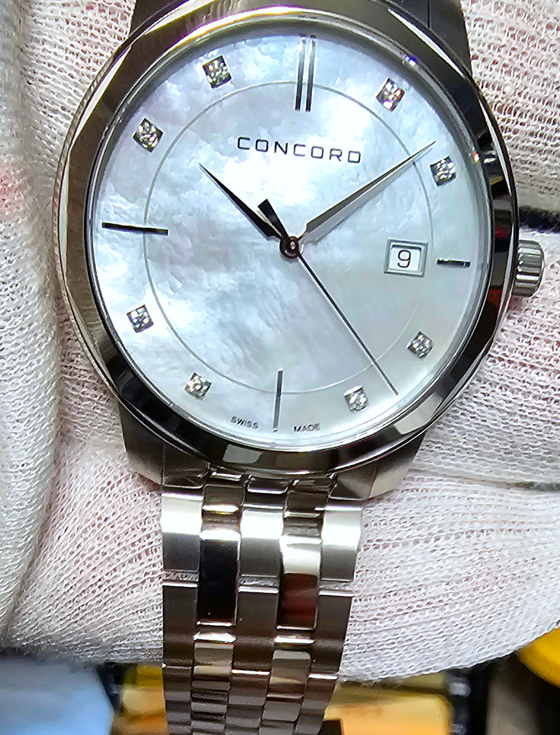 Concord Bennington Men's Diamond Swiss Luxury Quartz Watch MOP Dial 0320411
