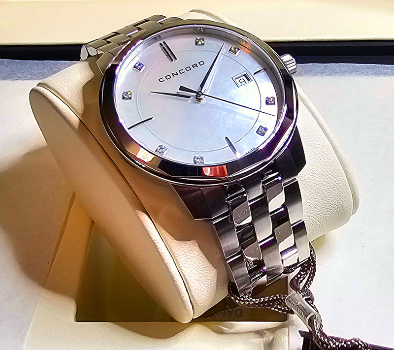 Concord Bennington Men's Diamond Swiss Luxury Quartz Watch MOP Dial 0320411