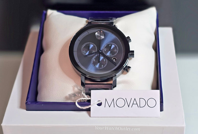 MOVADO Bold Ladies Quartz Chronograph Watch Blue Dial, Hands, Case & Bracelet 38mm 3600790