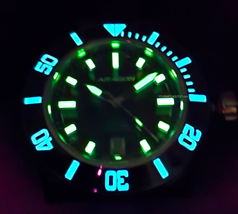 Aragon Ceramic AutomaticWatch Blue Timascus Dial #1 44mm 20ATM Rotating Dive Bezel