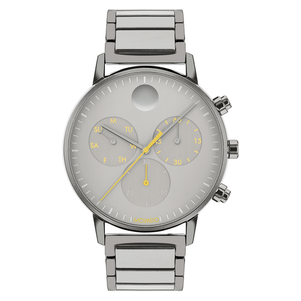 Movado Face Swiss Quartz Chrono Watch Gray Dial & Bracelet 3640040