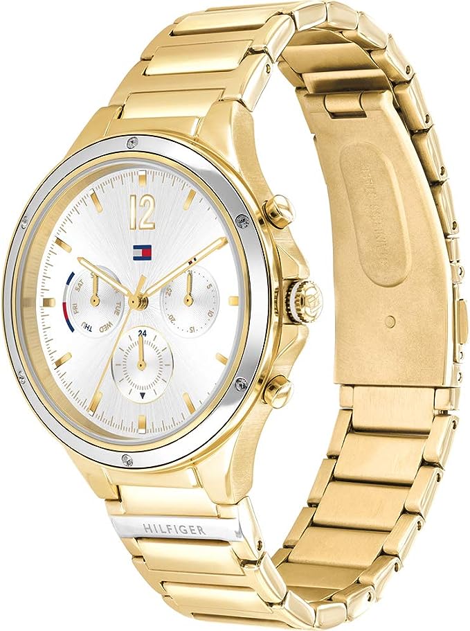 Tommy Hilfiger Eve Ladies Multi-Function Quartz Watch IP Gold Case & Bracelet w/Silver Dial 1782278