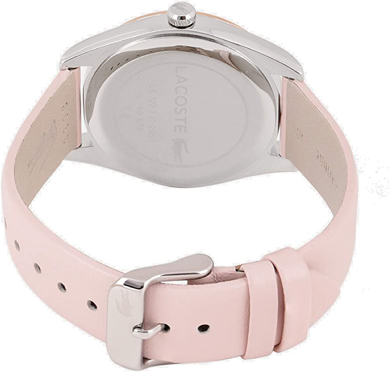 Lacoste Ladies Parisienne Quartz Watch Silver Dial, Case & Gator Logo Pink Band 2001098