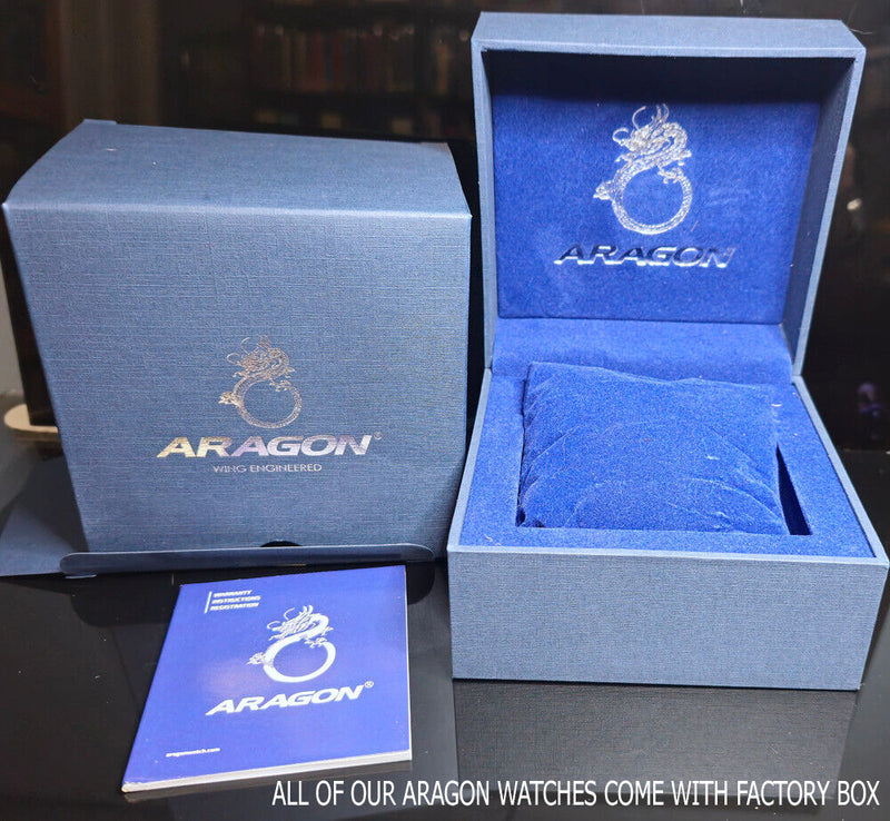 Aragon Ceramic AutomaticWatch Blue Timascus Dial #1 44mm 20ATM Rotating Dive Bezel