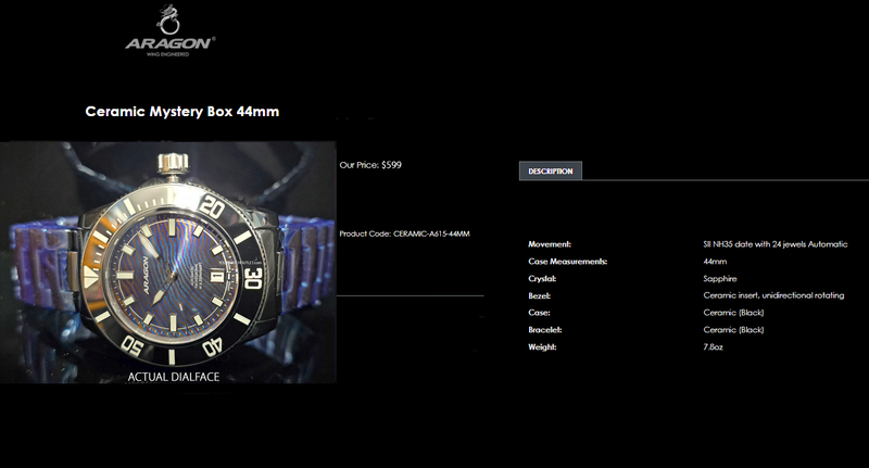 Aragon Ceramic AutomaticWatch Blue Timascus Dial #1 44mm 20ATM Rotating Dive Bezel