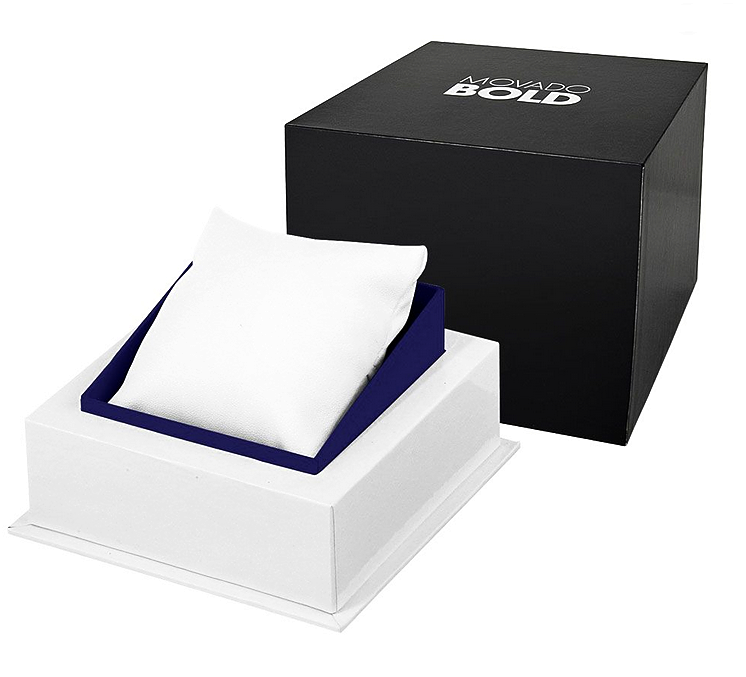 Movado Bold Evolution Quartz Watch Brushed Case Blue Dial Silver Hands Mesh Bracelet 3600901