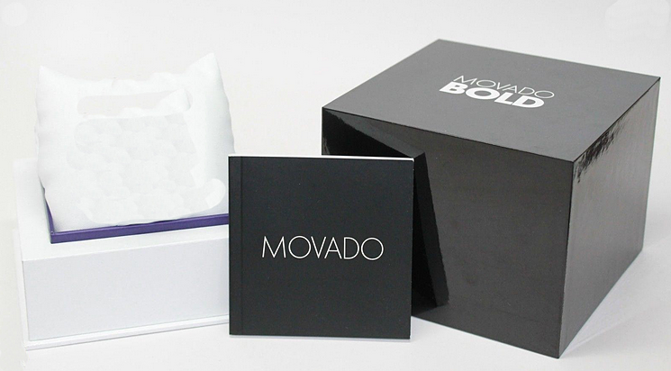 Movado Bold Quartz Watch Deep Blue Case, Hands, Bracelet & SunRay Dial 3600510
