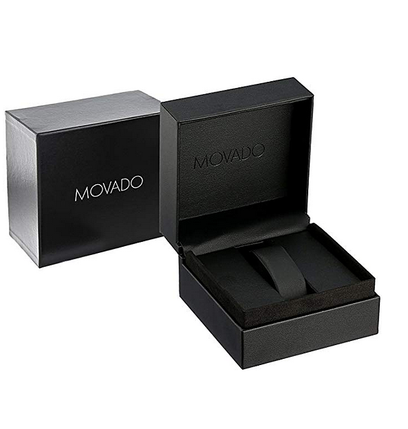 Movado Classic Museum Ladies Quartz Watch 14k IP Rose Gold Case Black Dial 0607320