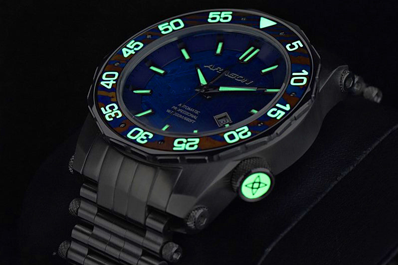 Aragon Meteorite SeaCharger SWISS Automatic Watch Heat-Treated Blue Lm't Edition