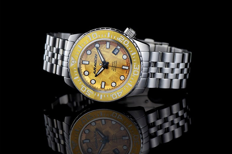 Aragon EVO Swiss Titanium Damascus Gold Meteorite Automatic Watch Lmt Ed.A265GLD
