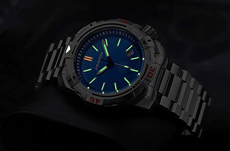 ARAGON Tritium Illuminating Sea Striker Automatic Watch 45mm Purple Dial A415PUR
