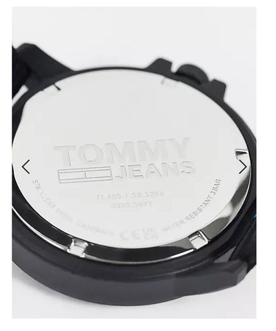 TOMMY HILFIGER Mens Quartz Watch 42mm Black Logo Dial Black Canvas Str