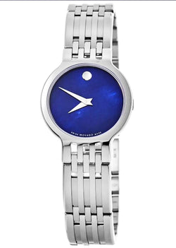 Movado Esperanza Quartz Watch Blue Mother-Of-Pearl Dial 7-Link Polished Bracelet 0607497