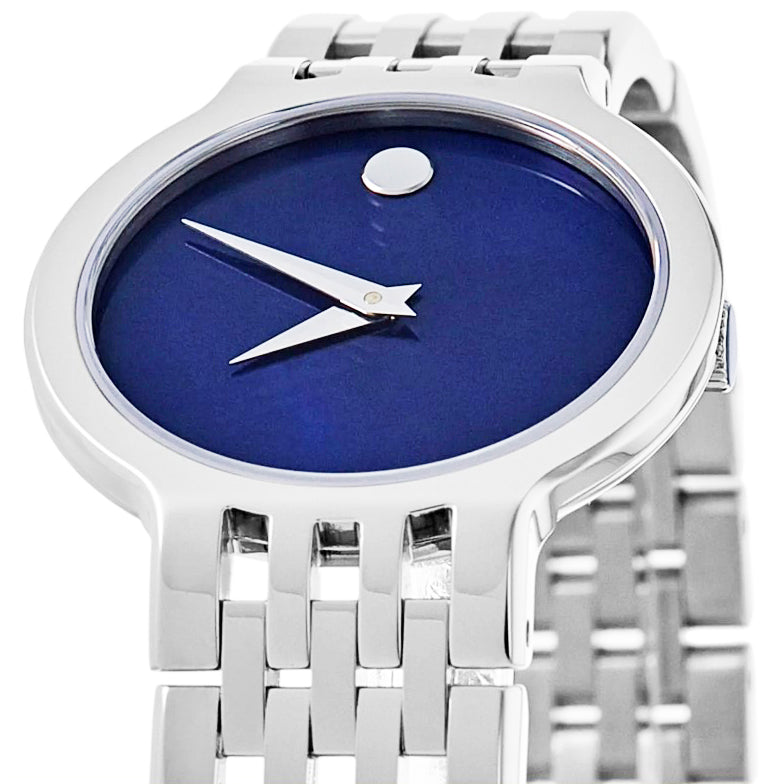 Movado Esperanza Quartz Watch Blue Mother-Of-Pearl Dial 7-Link Polished Bracelet 0607497