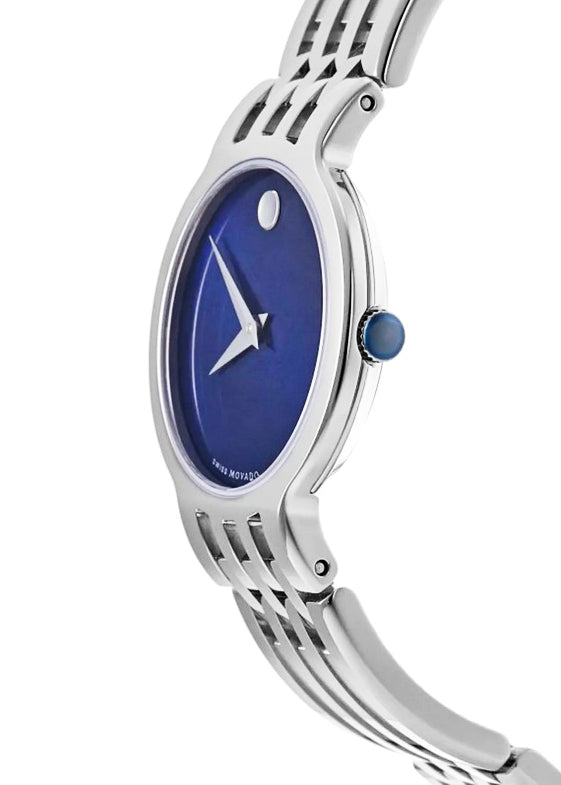 Movado Esperanza Quartz Watch Blue Mother-Of-Pearl Dial 7-Link Polished Bracelet 0607497