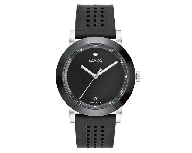 MOVADO Signature Sport Mens Quartz Watch Black Dial Illuminating Hands+Date 0607604