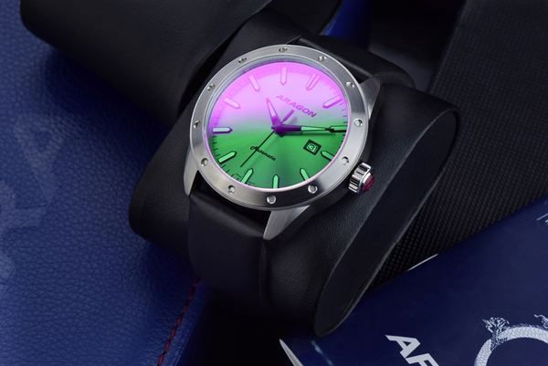 ARAGON Anti-Gravity 48mm Automatic Watch Laser Etched Purple Dial Illuminating A553PUR