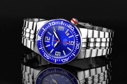 ARAGON Swiss MicroTek Tube Hercules Automatic Watch 44mm Blue Dial & Bezel A374BLU