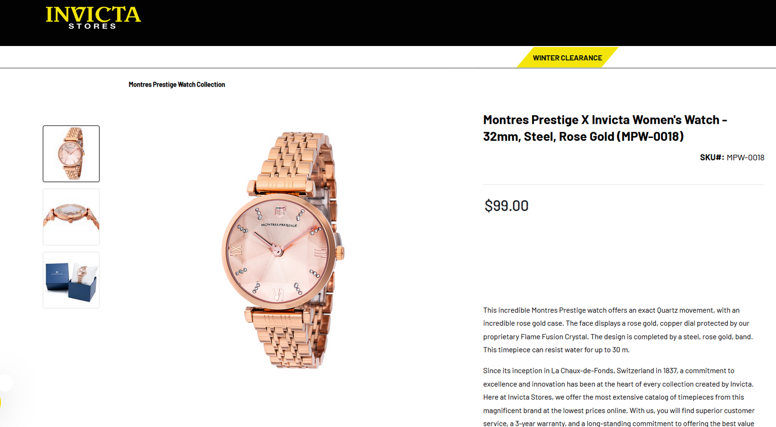 Montres Prestige by Invicta Dodecagon Cut Crystal Rose Gold 