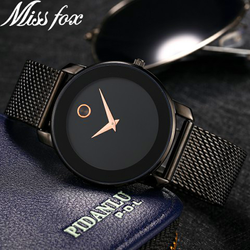 Stunning Top Circle Minulmist Mens Watch Black w/Black Bracelet Seiko Quartz Movement