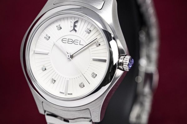 EBEL Ladies Diamond SWISS Quartz WAVE Watch Silver Galvanic Dial & Indices 1216302