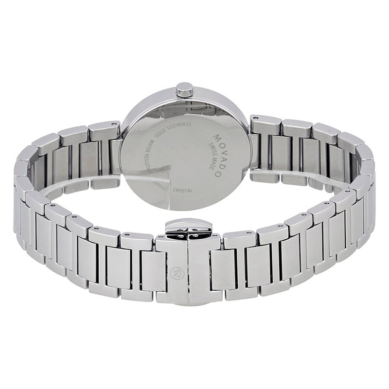 MOVADO Modern Classic Ladies Swiss Quartz Watch Black Dial Siver Hands Stainless 0607101