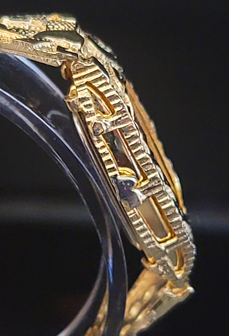 GENEVE Refurbished 10k Gold & Diamond Ladies Quartz Watch 15mm