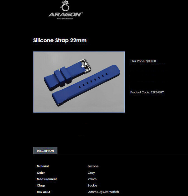 ARAGON Blue Silcone 2-Piece Watch Strap 22mm (Fits Aragon 45mm Watches Only)