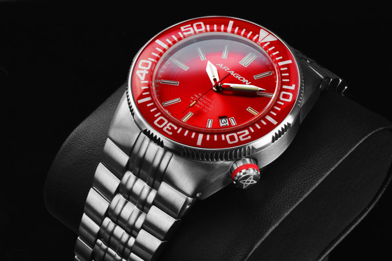 Red discount automatic watch