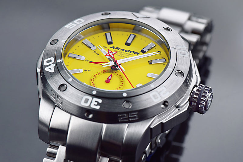 ARAGON Superjet DiveMaster 50mm Yellow Dial NE57 AUTOMATIC SS Watch A343YEL