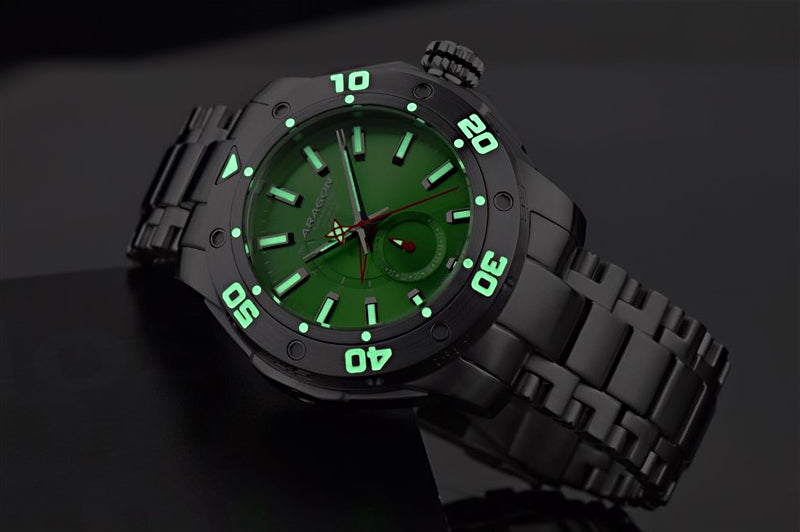ARAGON Superjet DiveMaster 44mm Lime Dial SII NE57 AUTOMATIC SS Watch A344LIM