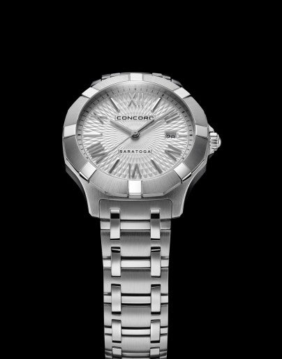 Concord Swiss Luxury Ladies Quartz Watch Saratoga Silver Textured Dial 0320160